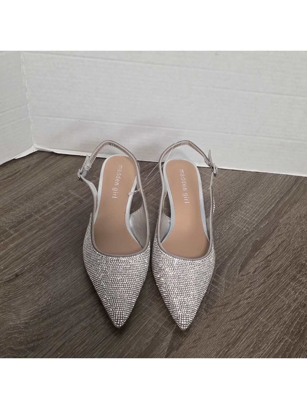 Madden Girl Krystal-R Slingback Kitten Heels in silver Women's Size 6